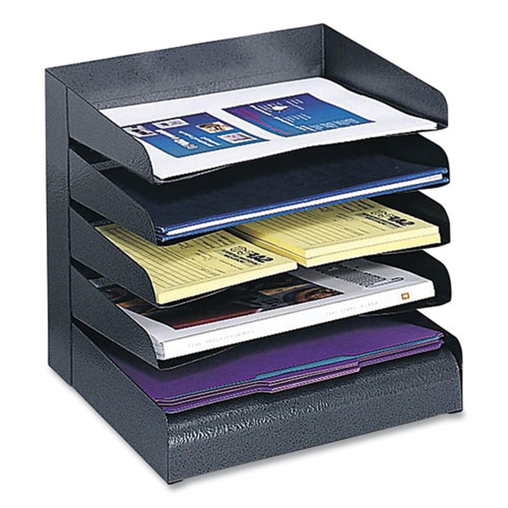 Safco Black Steel 5 Sections Letter Size Files Horizontal-Tray Desktop Sorter, 12 x 9.5 x 11.25 inch