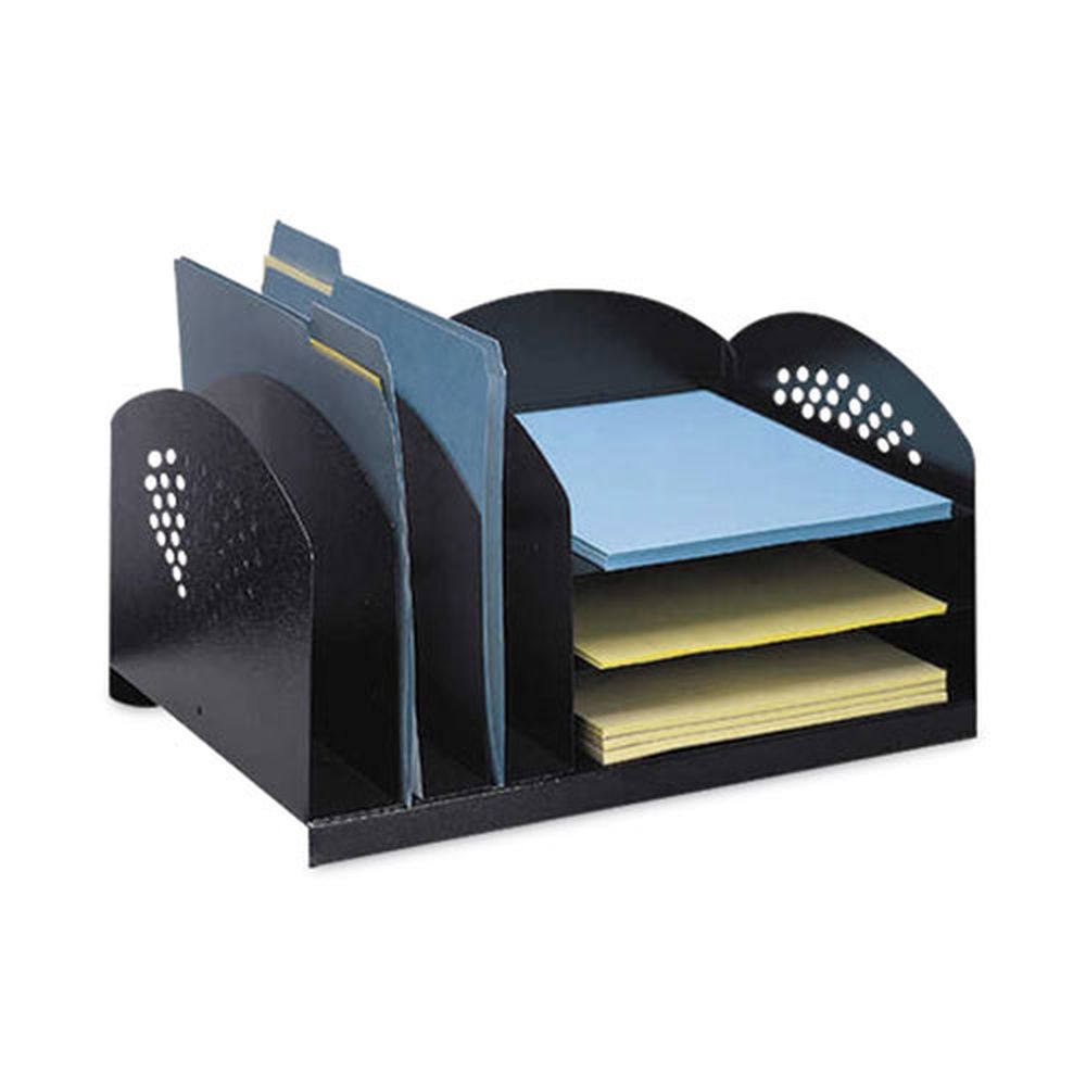 Safco Steel Black Letter Size Combo Desktop Sorter with 3 Horizontal and 3 Vertical Sections, 16.25 x 11.25 x 8.25 inch