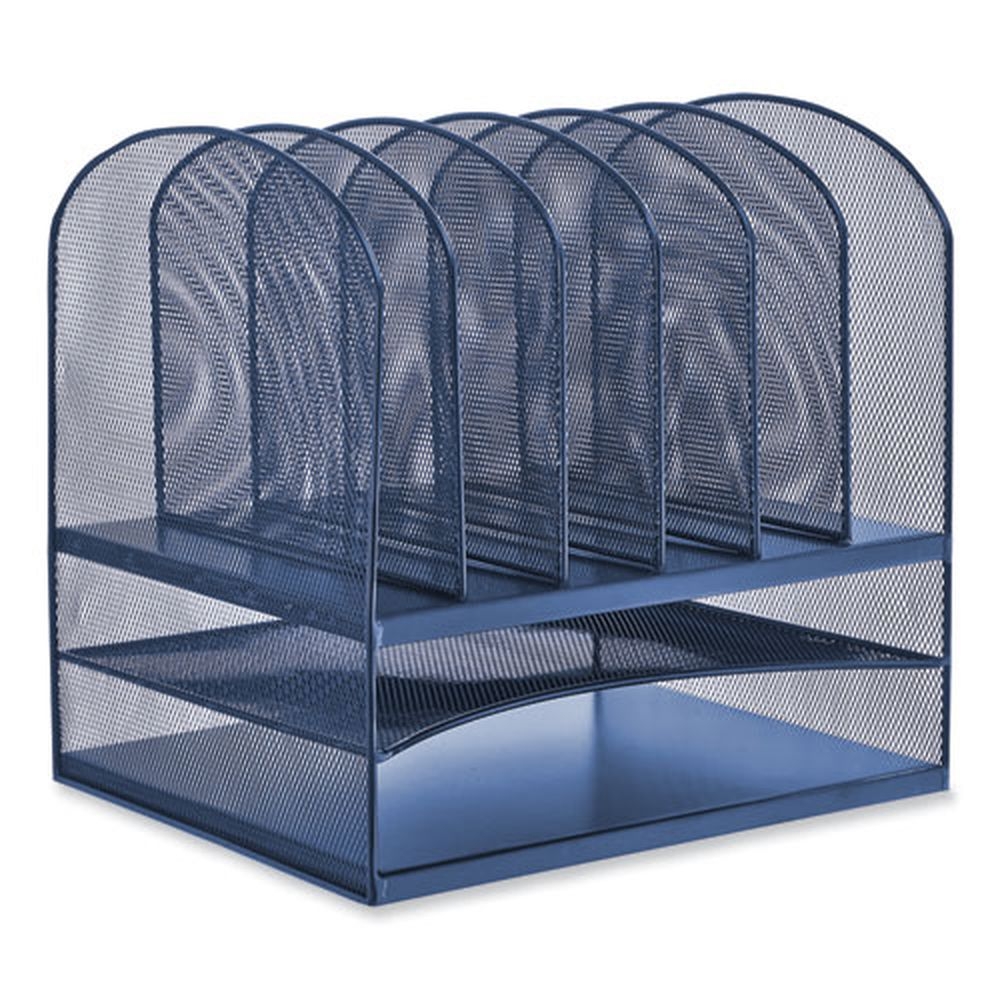 Safco Onyx Blue Letter Size Desk Organizer with Two Horizontal and Six Upright Sections, 13.25 x 11.5 x13 inch