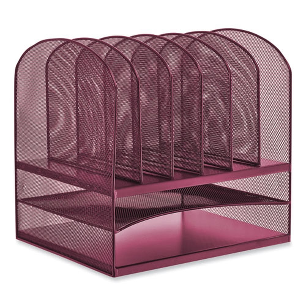 Safco Onyx Wine Letter Size Desk Organizer with Two Horizontal and Six Upright Sections, 13.25 x 11.5 x 13 inch