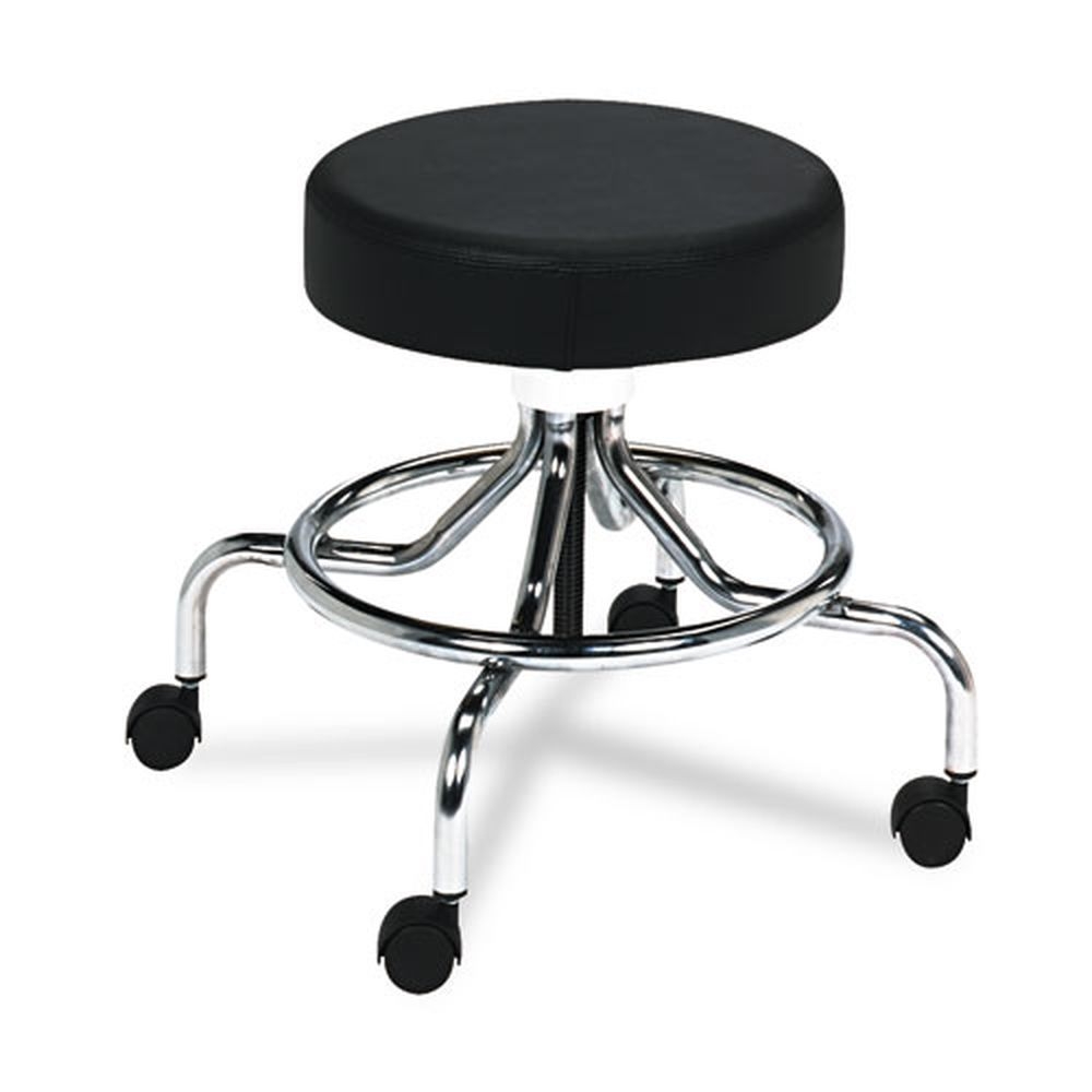 Safco 25 inch Seat Height Black Seat and Chrome Base Screw Lift Stool with Low Base, Supports Up to 250 Pound