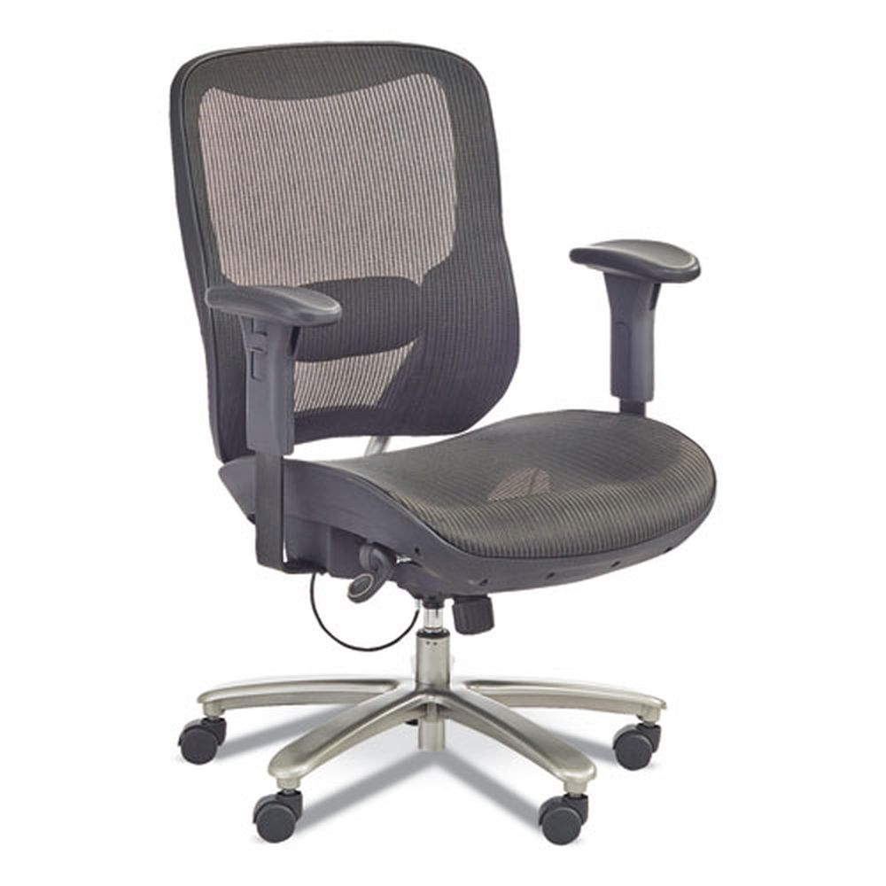 Safco 19.5 to 23.25 inch High Black Seat and Chrome Base Lineage Big and Tall All-Mesh Task Chair, Supports 400 Pound