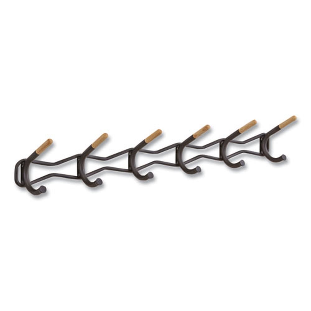 Safco Family Coat Black 6 Hook Wall Rack, 42.75 x 5.25 x 7.25 inch
