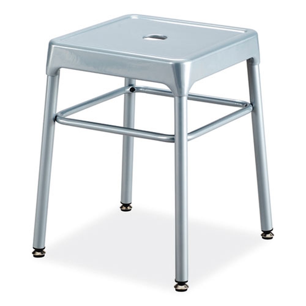 Safco 18 inch High Silver Seat Silver Base Backless Steel GuestBistro Stool, Supports Up to 250 Pound