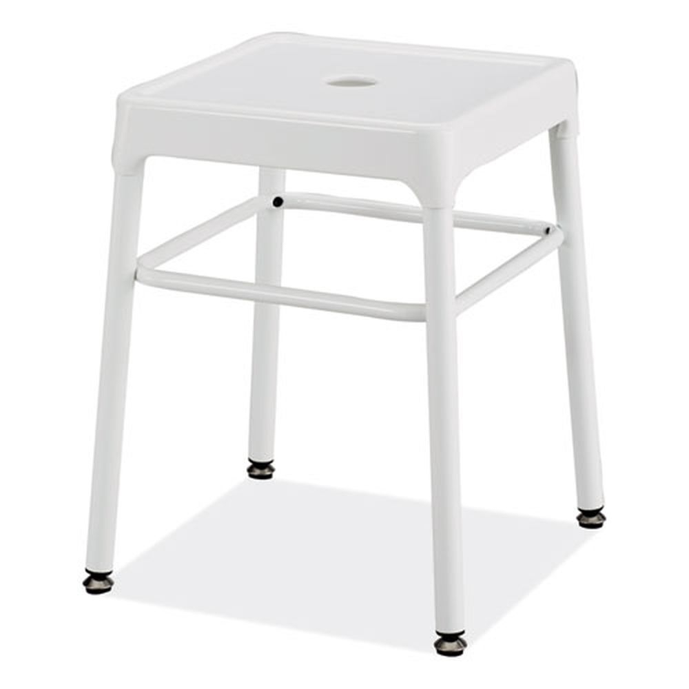 Safco18 inch Seat Height White Seat White Base Backless Steel GuestBistro Stool, Supports Up to 250 Pound