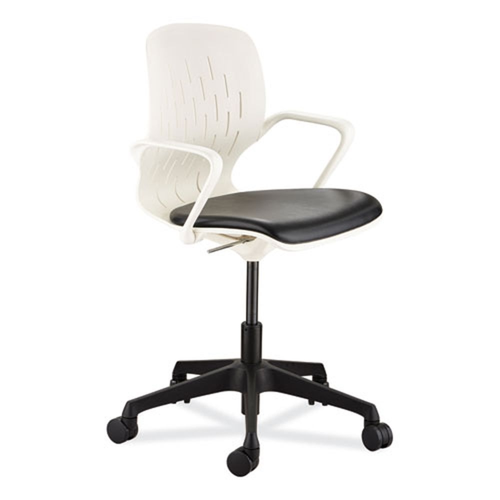 Safco 17 to 20 inch High Black Seat and White Back Black and White Base Shell Desk Chair, Supports Up to 275 Pound