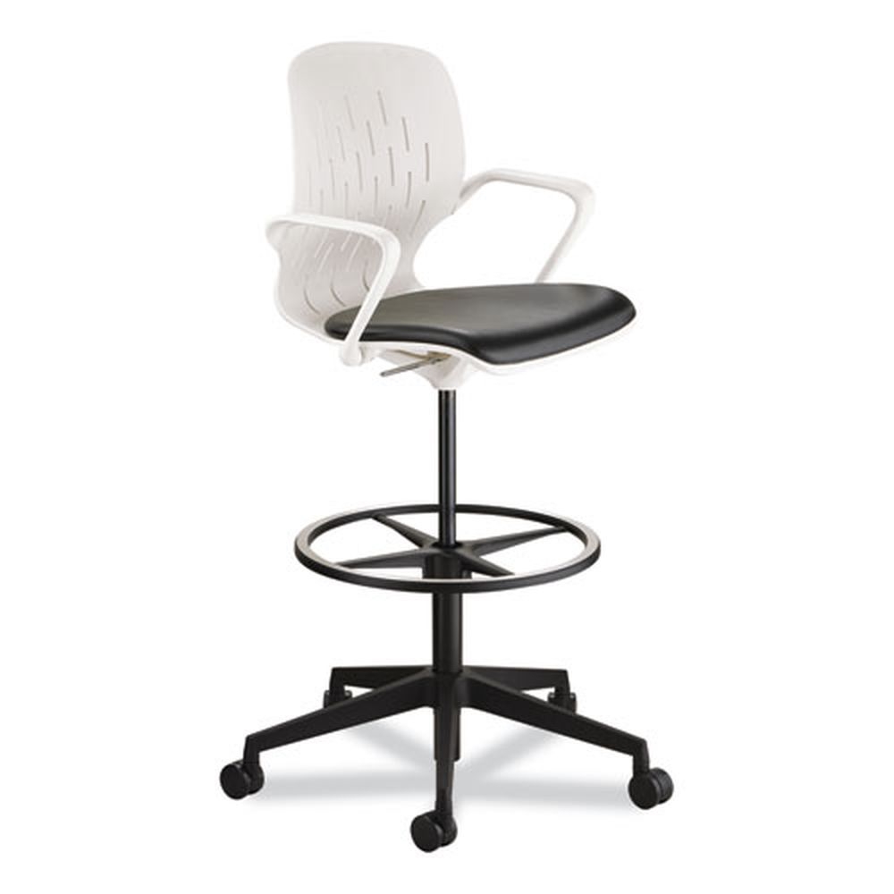 Safco 22 to 32 inch High Black and White Seat and White Back Black Base Shell Extended-Height Chair, Max 275 Pound