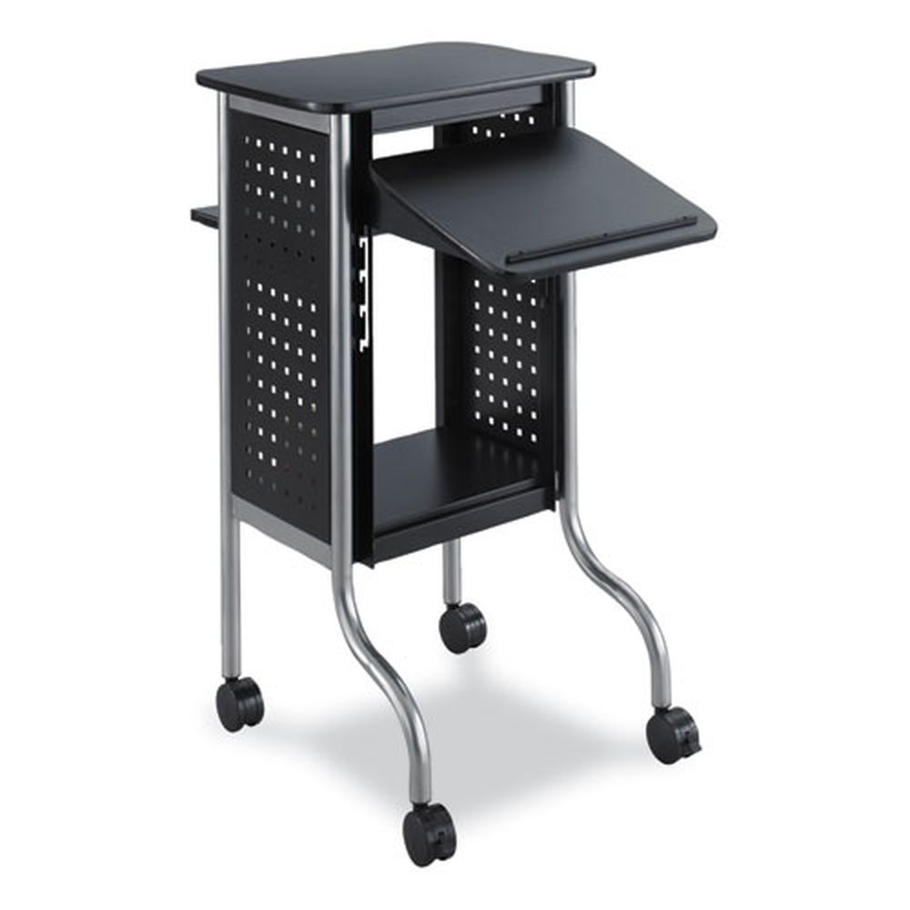 Safco Scoot Black 4 Shelves Presentation Cart, 50 Pound Capacity