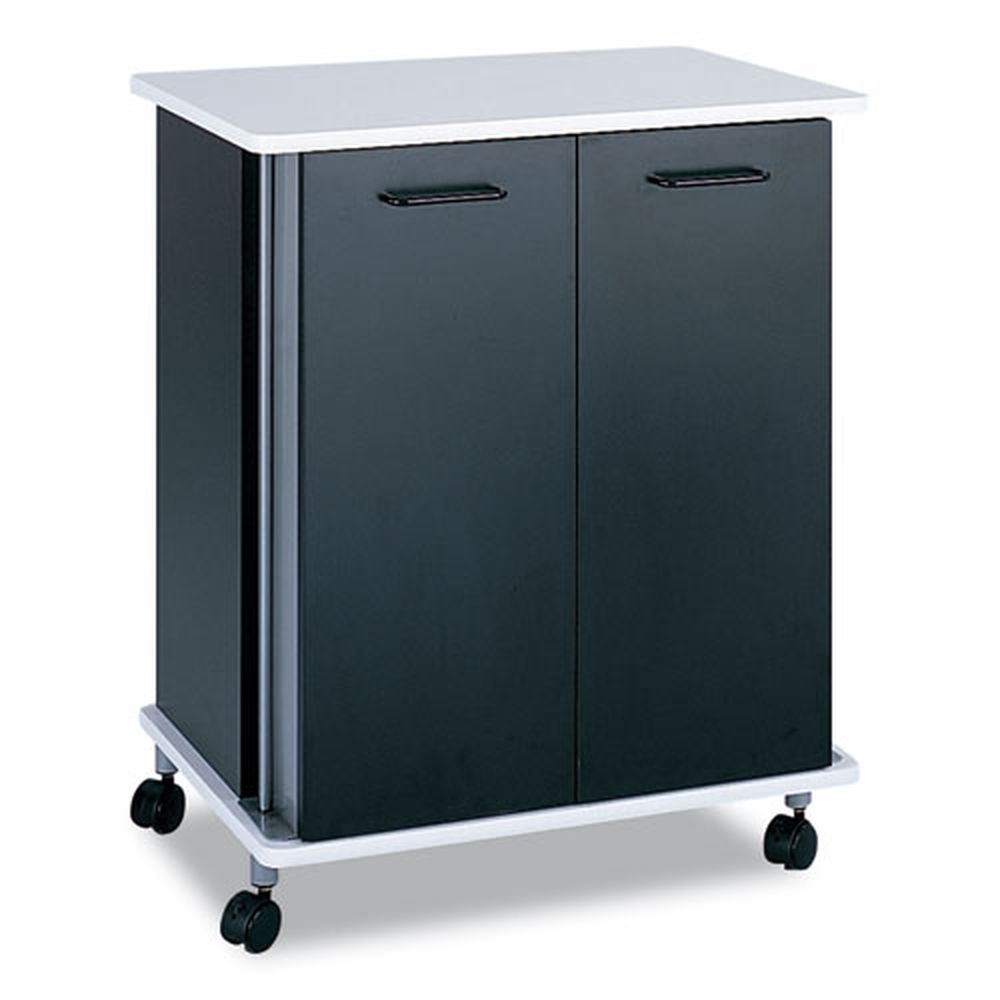 Safco Black/White Engineered Wood Refreshment Stand with 9 Shelves, 29.5 x 22.75 x 33.25 inch