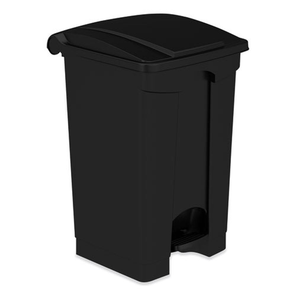 Safco Black Plastic Step On Receptacle, 12 Gallon Capacity