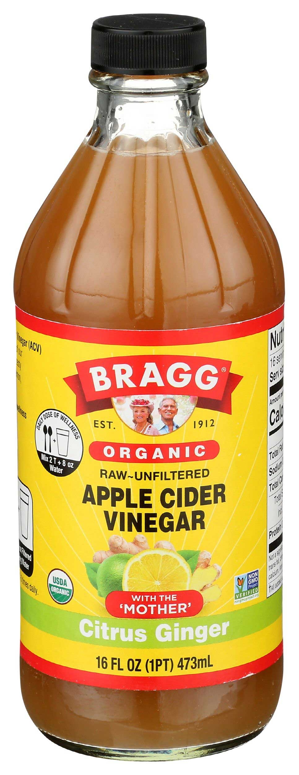 Bragg Organic Citrus Ginger Apple Cider Vinegar Blend, 16 Fluid Ounce -- 12 per case