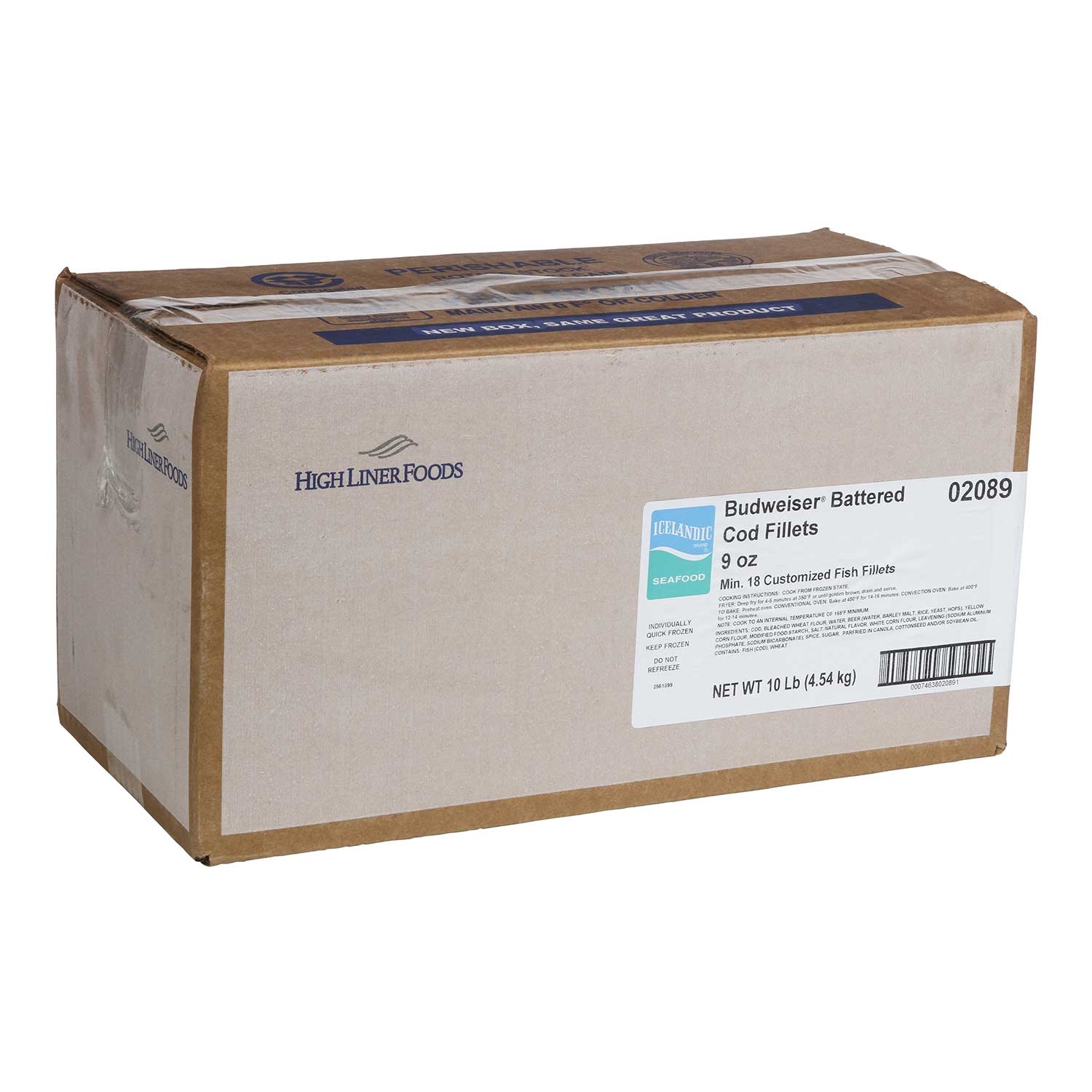 Viking Beer Battered Nordica Style Cod Fillets, 10 Pound.