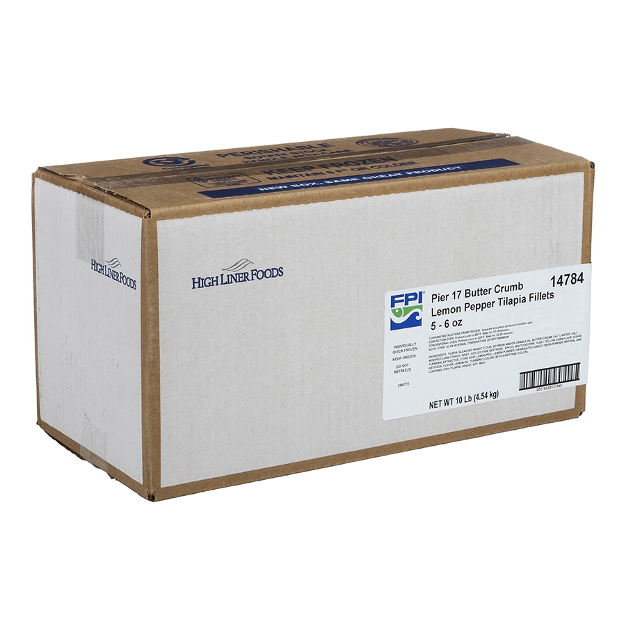 Viking Pier 17 Lemon Pepper Natural IQF Breaded Tilapia Fillet, 4 to 5 Ounce Avg.