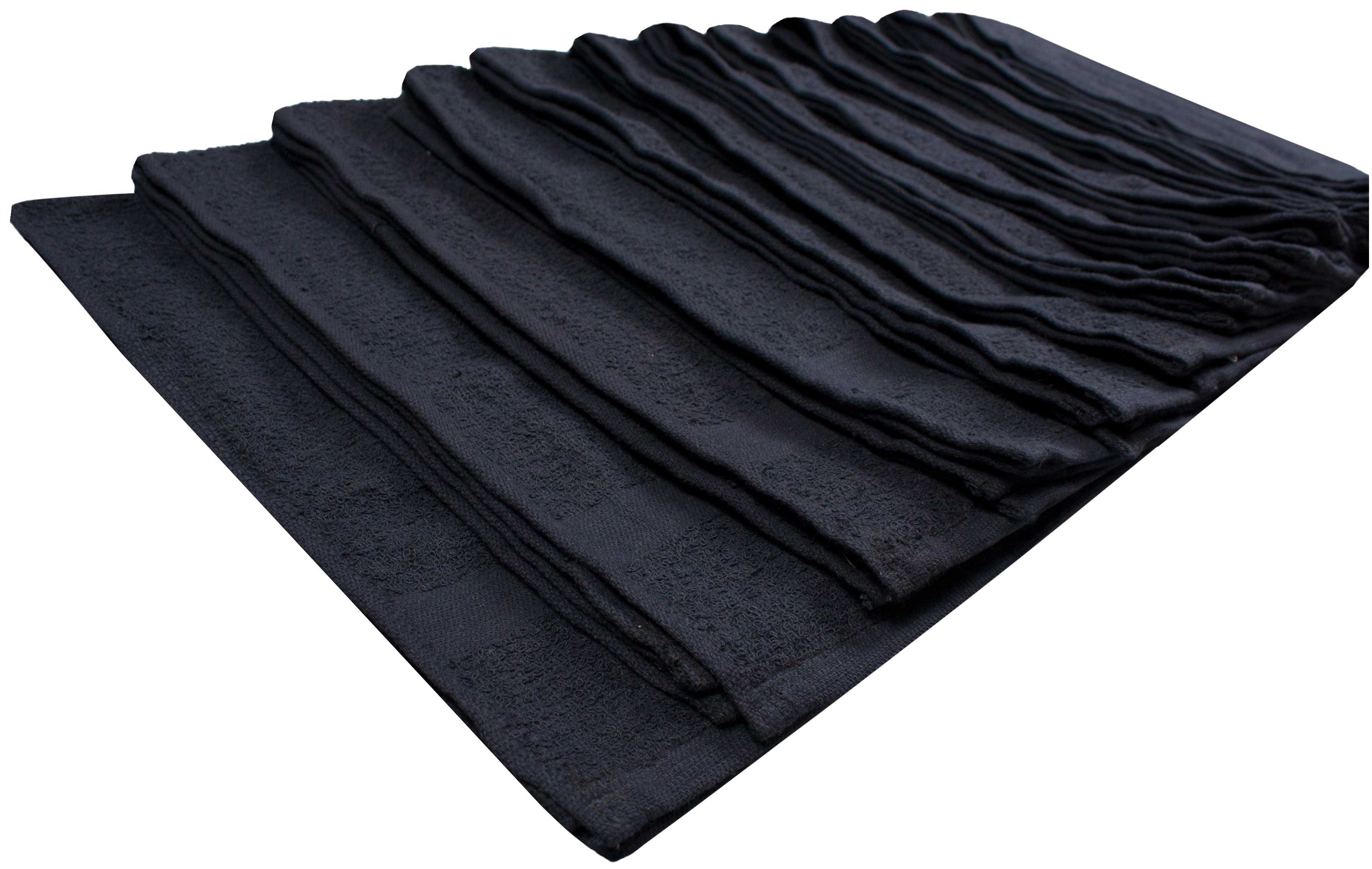 John Ritzenthaler Black Ribbed Terry Bar Towel, 16 x 27 inch -- 144 per case