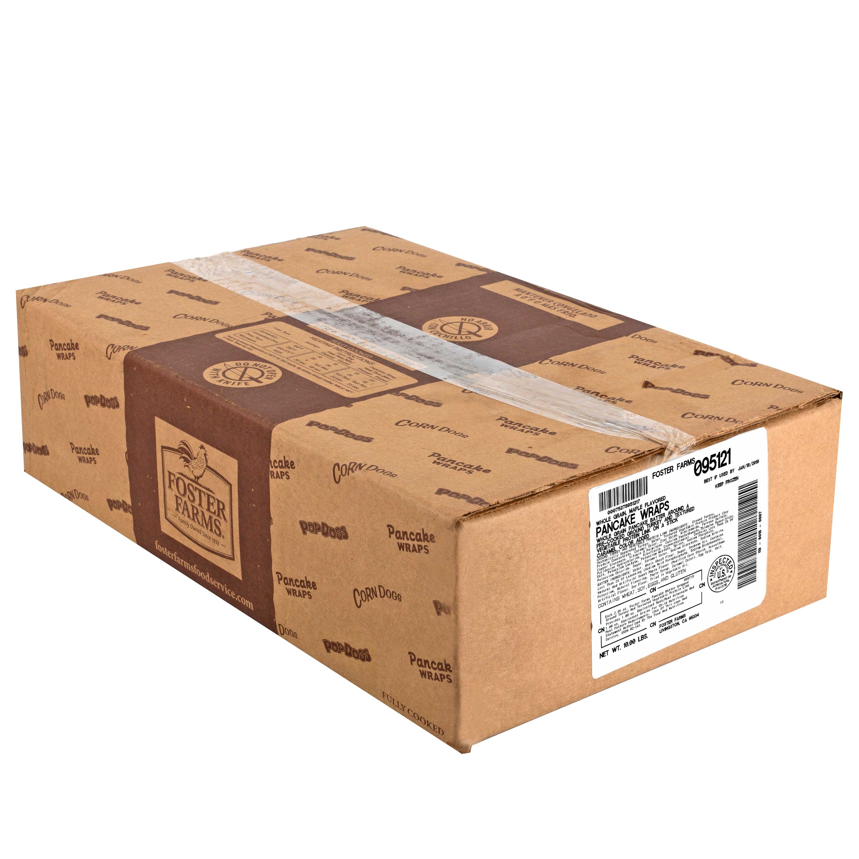 Foster Farms Whole Grain Maple Turkey Pancake Wrap, 2.85 Ounce -- 56 per case.