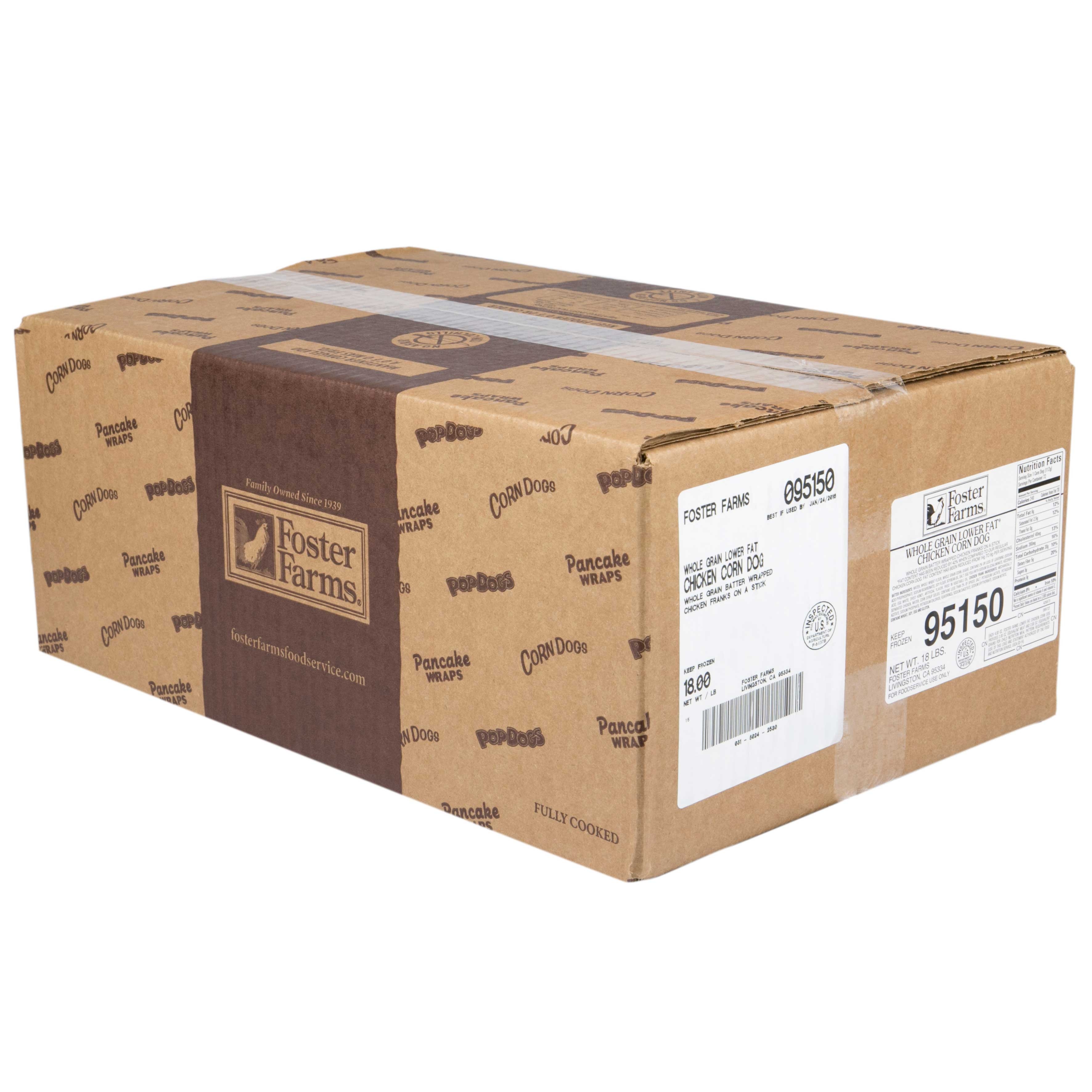 Foster Farms Whole Grain Chicken Corn Dog, 4 Ounce -- 72 per case.