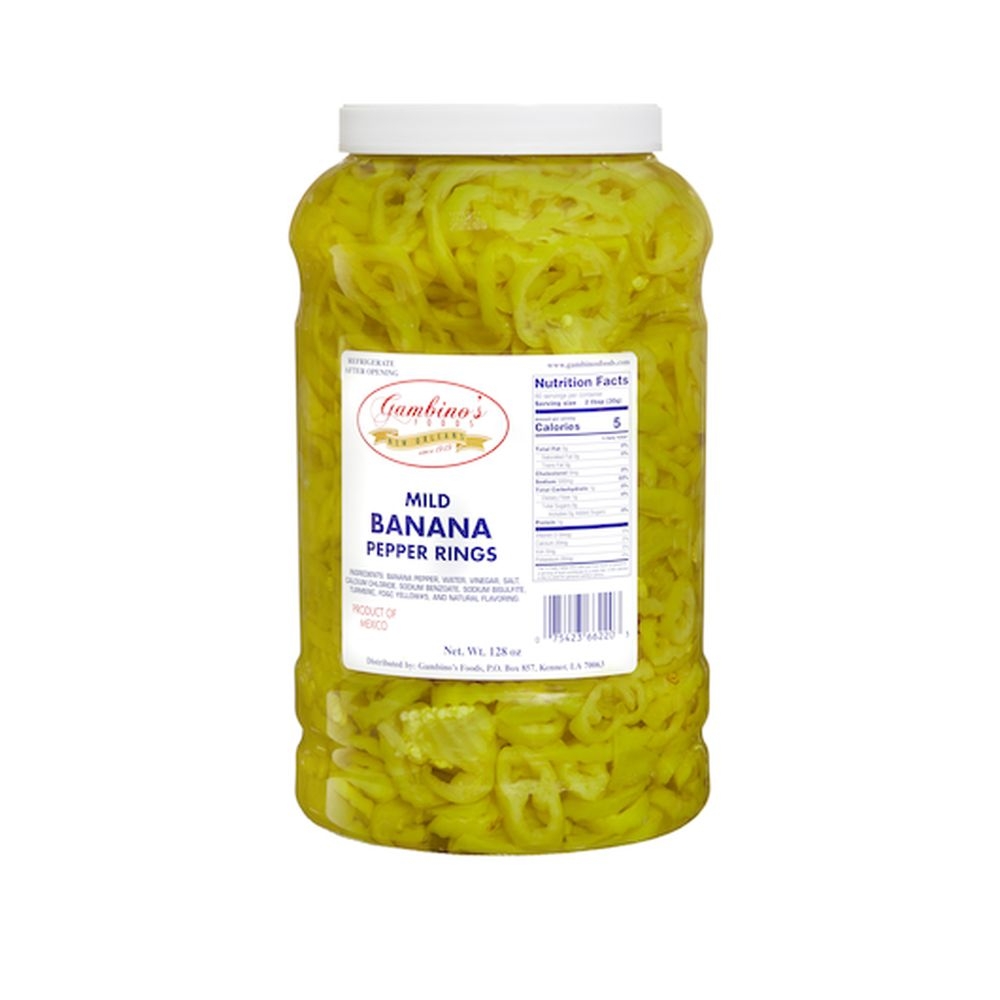 Gambinos Banana Pepper Rings, 128 Ounce -- 2 per case