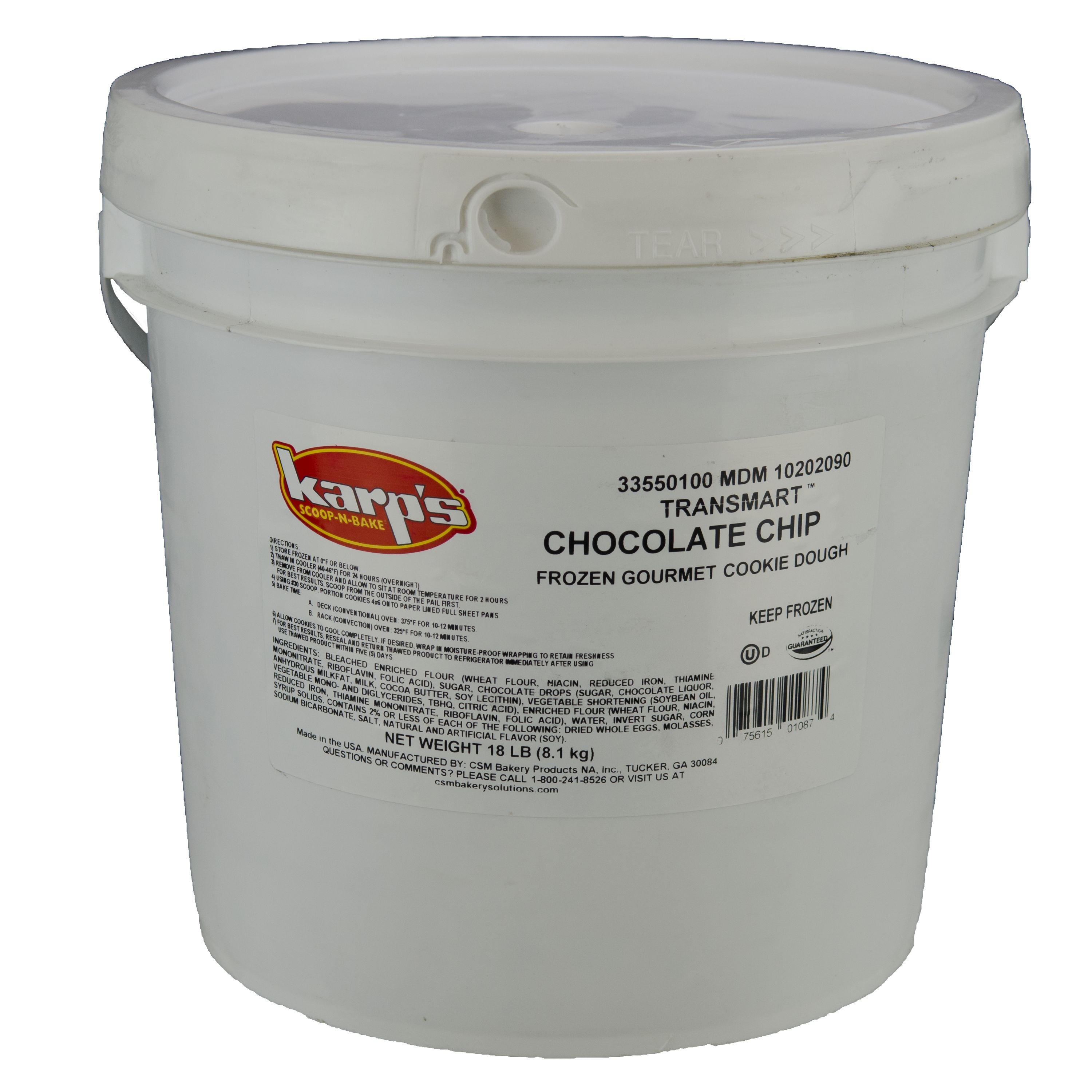Karps Transmart Scoop N Bake Chocolate Chip Cookies, 18 Pound.