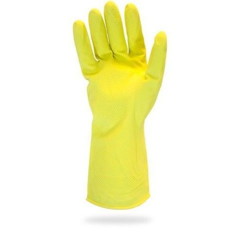 The Safety Zone Medium Yellow Flock Lined Latex Gloves -- 12 pairs per case.