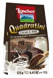 Loacker Quadratini Cocoa Plus Milk Bite Size Wafer Cookie , 4.41 Ounce -- 6 per case