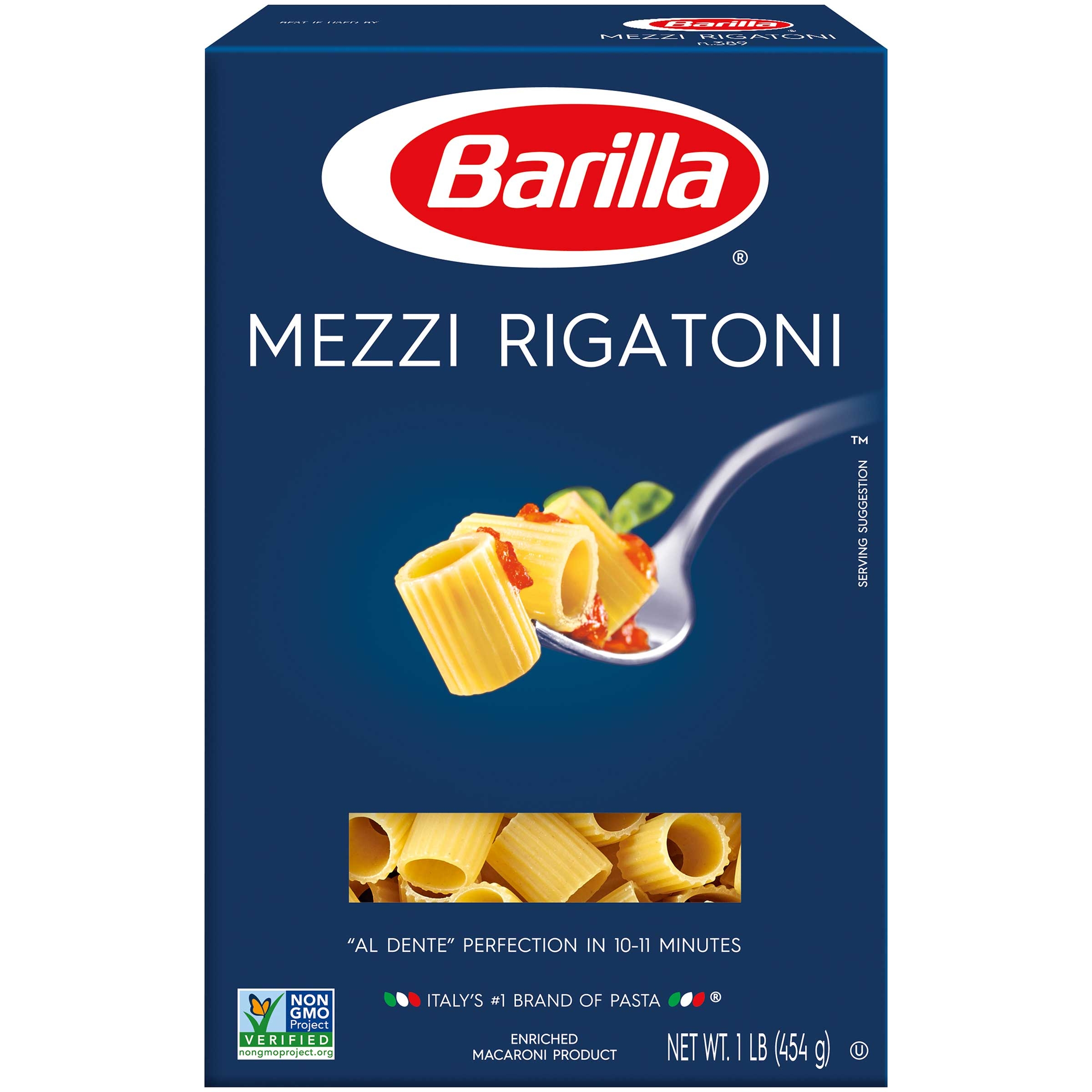 Barilla Mezzi Rigatoni Pasta, 16 Ounce -- 12 per case.