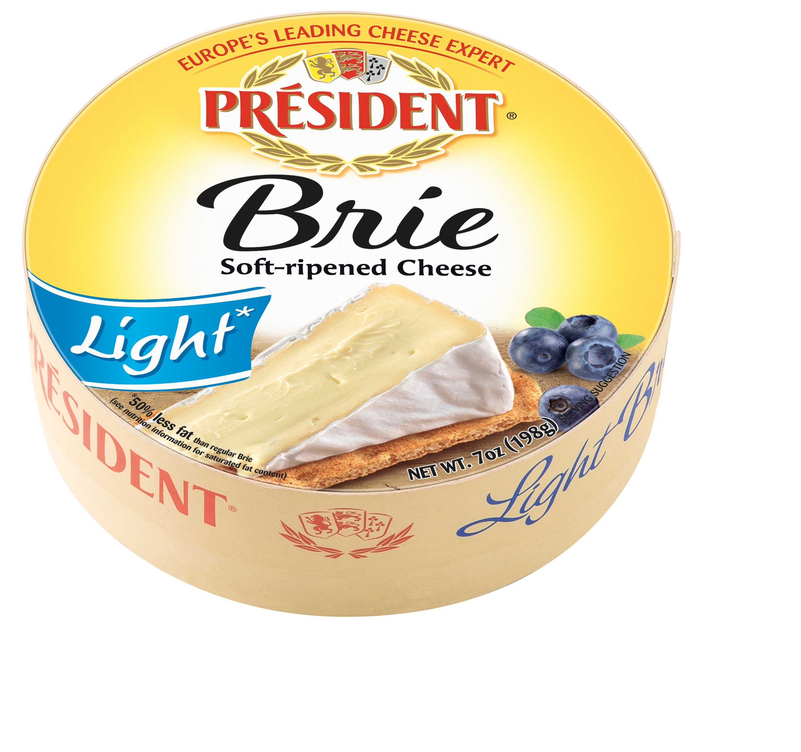 President Soft Ripened Brie Light Cheese Wheel, 7 Ounce -- 6 per case
