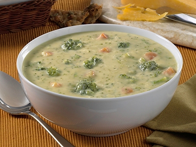 Blount Fine Foods Broccoli and Cheddar Cheese Soup - 4 lb. package, 4 per case