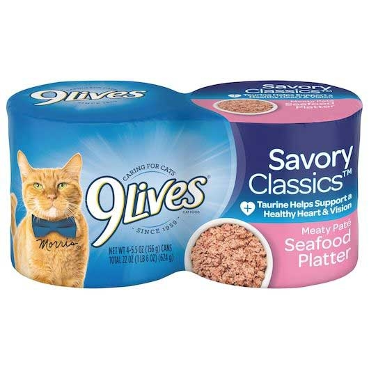 9 Lives Meaty Pate Seafood Platter Cat Food, 22 Ounce -- 6 per case