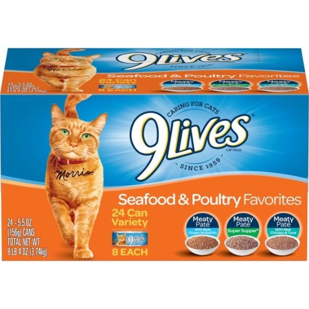 9Lives Seafood and Poultry Favorites Wet Cat Food - Variety Pack, 132 Ounce