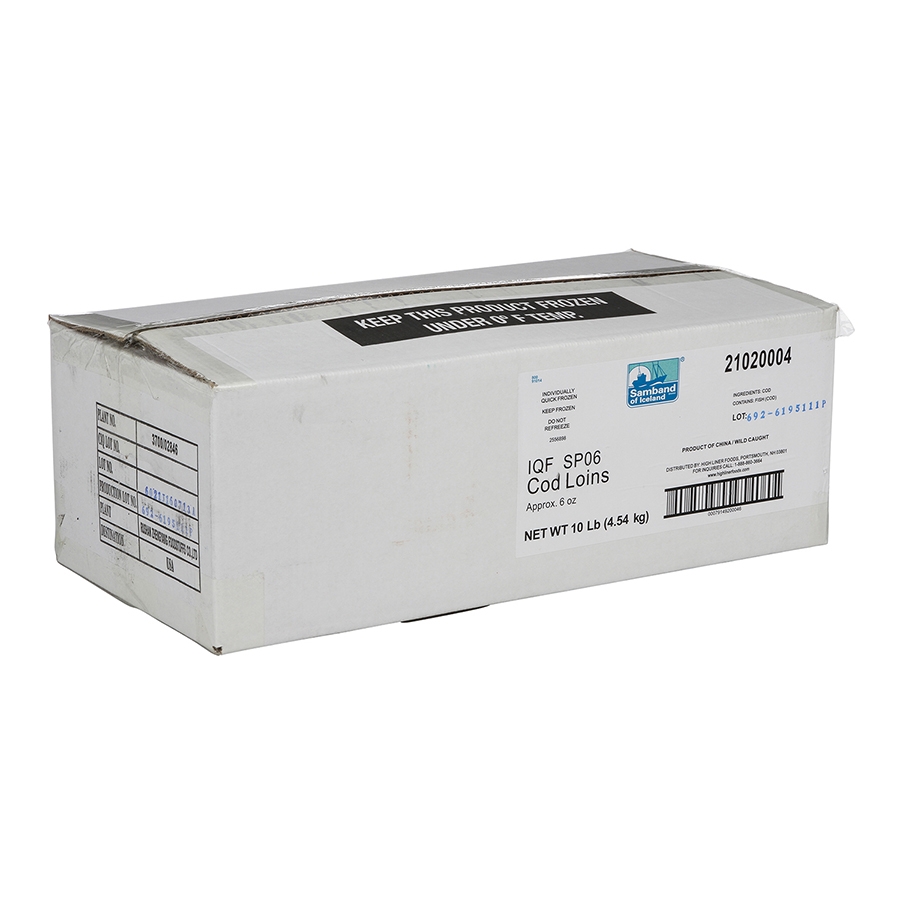 Skinless and Boneless Unbreaded Natural Loin Cod, 6 Ounce of 25-29 Pieces, 10 Pound.