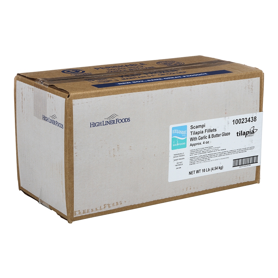 Tilapia Tonight Scampi Style Glaze Tilapia, 4 Ounce of 36-46 Pieces, 10 Pound.