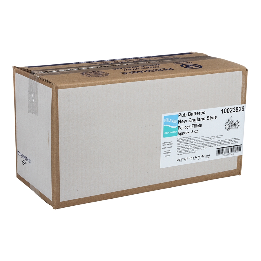 Big Bobs Belly Buster New England Style Batter Pollock Fillet, 8 Ounce of 18-23 Pieces, 10 Pound.