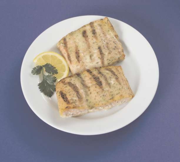Fresh Dill Glaze Grilled Salmon Fillet, 4 Ounce of 36-46 Pieces, 10 Pound.