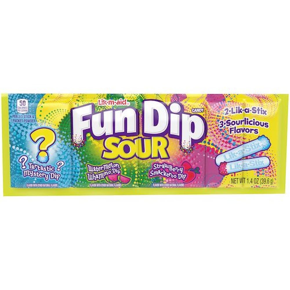 Lik-M-Aid Fun Dip Sour Candy, 1.4 Ounce - 24 per pack -- 12 packs per case