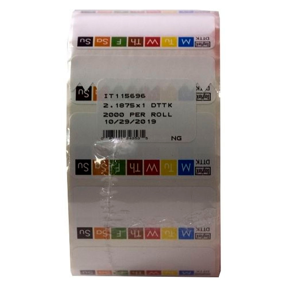 Daymark ToughMark Rectangle Direct Thermal Synthetic Repositionable Adhesive Day Of The Week Printer Label, 2000 count