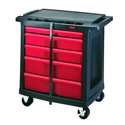 Rubbermaid Black 5 Drawer Mobile Work Station, 32 5/8 x 19 13/16 x 33 1/2 inch