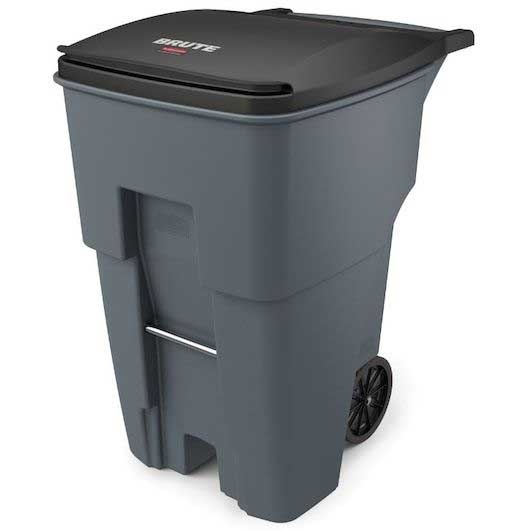 Rubbermaid Brute Gray Rollout Container, 95 Gallon