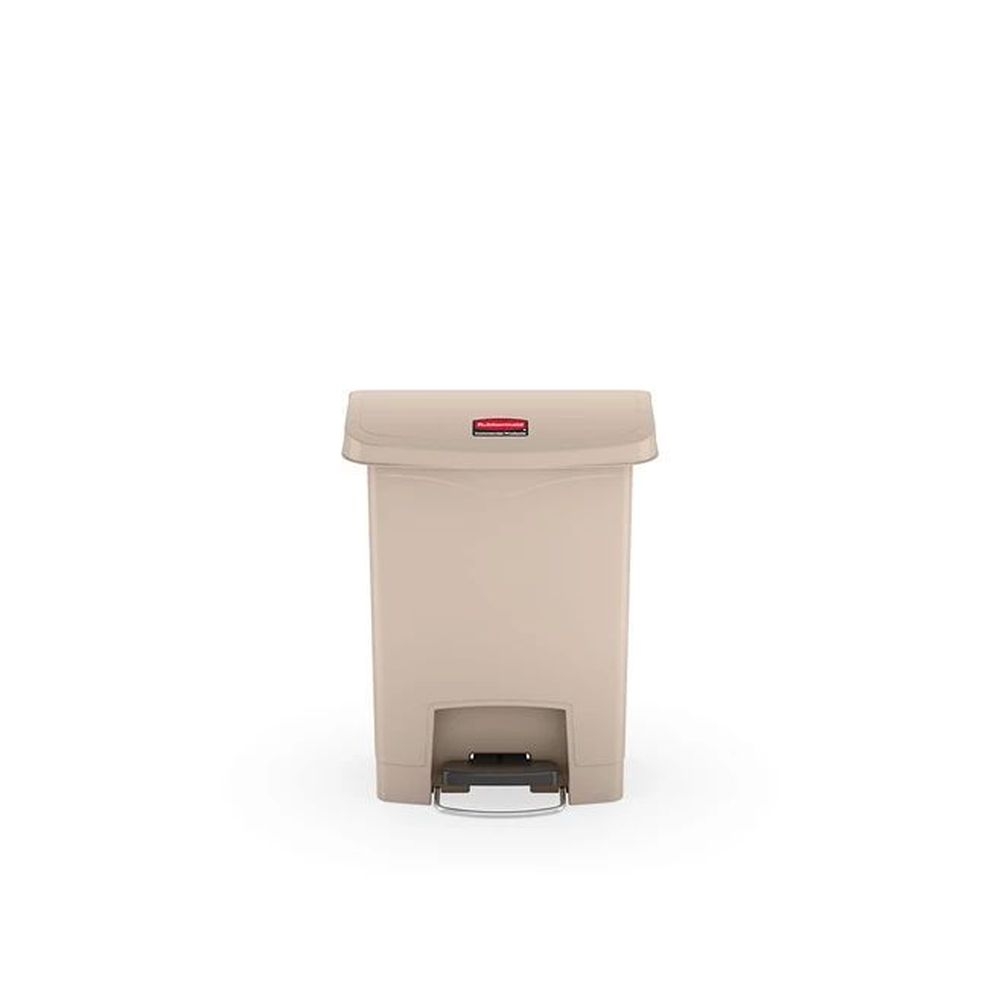 Rubbermaid Slim Jim Beige Step On Front Step Resin Container, 8 Gallon Capacity