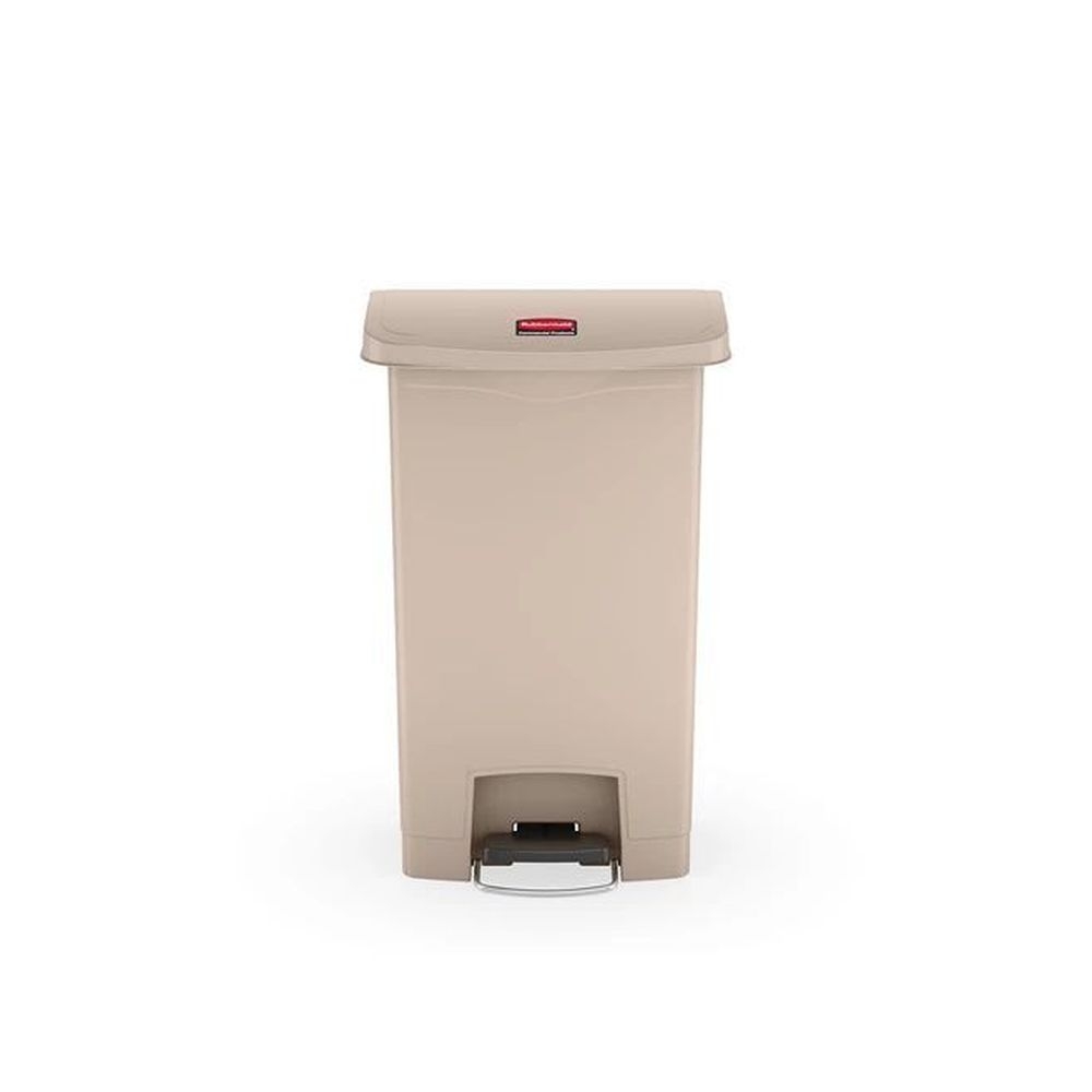 Rubbermaid Slim Jim Beige Step On Front Step Resin Container, 13 Gallon Capacity