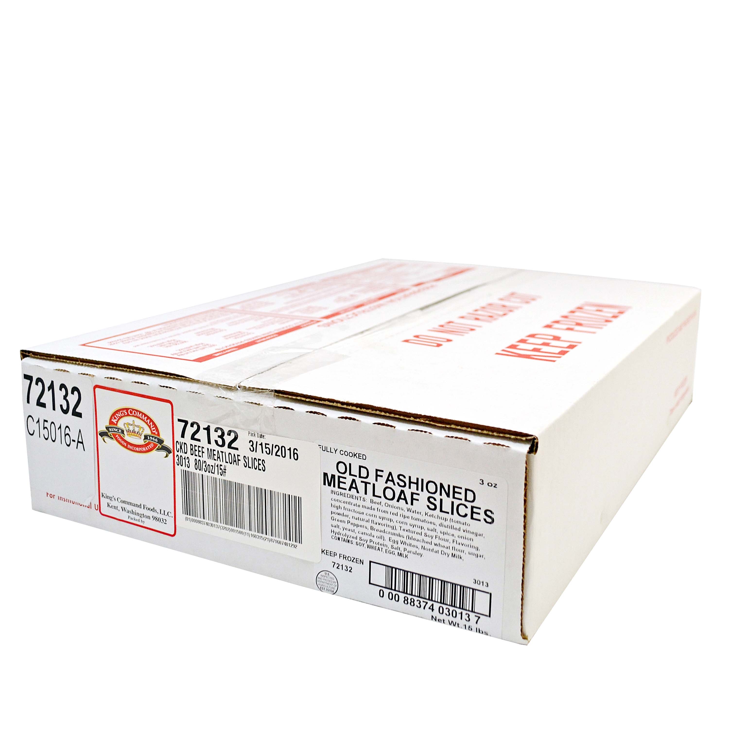 Kings Command Foods Country Style Cooked Meatloaf Slice, 3 Ounce -- 80 per case.