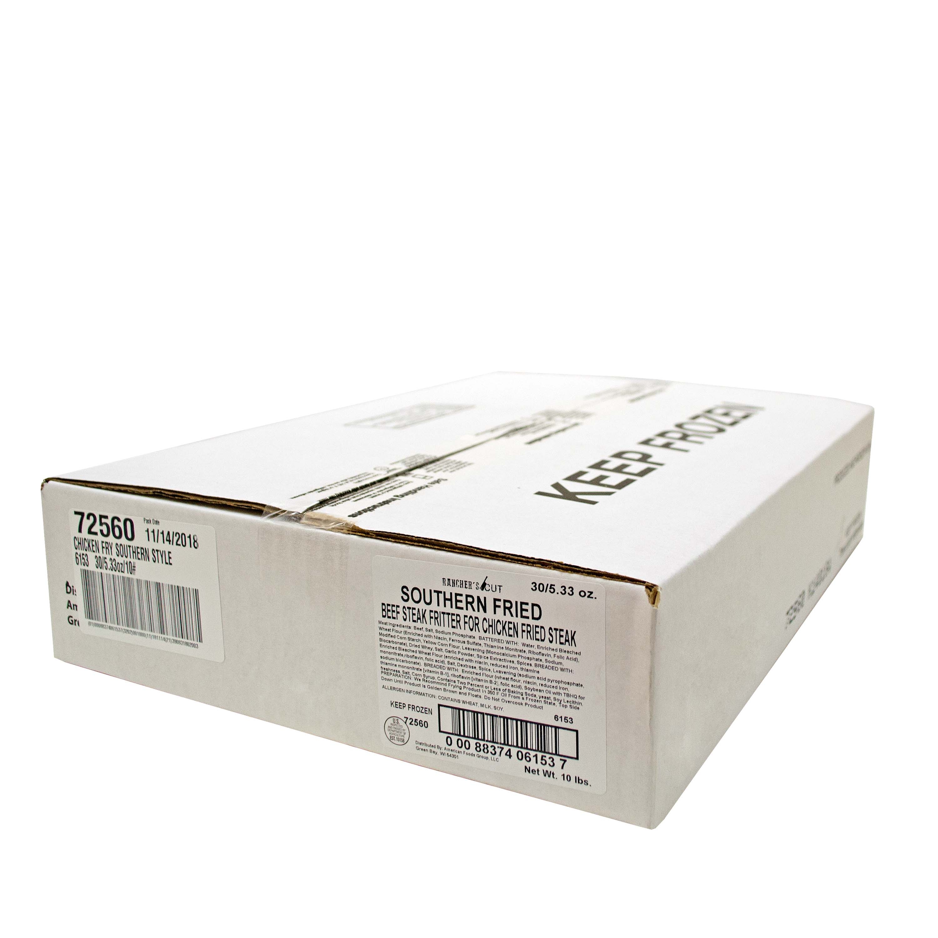 Kings Command Foods Raw Chicken Fried Beef Steak - Southern Style, 5.3 Ounce -- 30 per case.