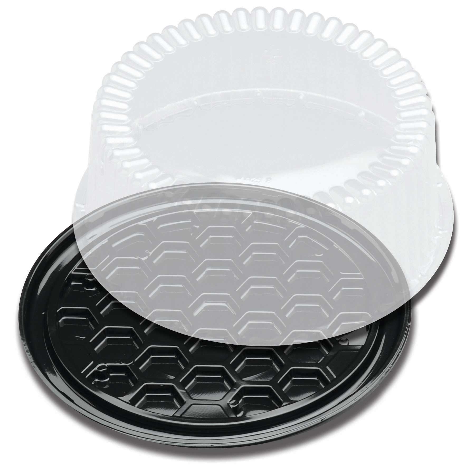Displaycake Black 1-2 Layer Cake Display Container with Clear Dome Lid, 8 inch -- 160 per case.