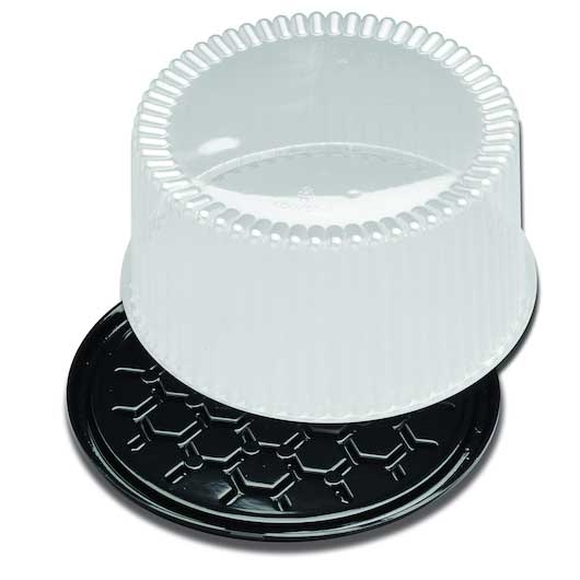 Displaycake Black 1-2 Layer Cake Display Container with Clear Dome Lid, 10 inch -- 80 per case.