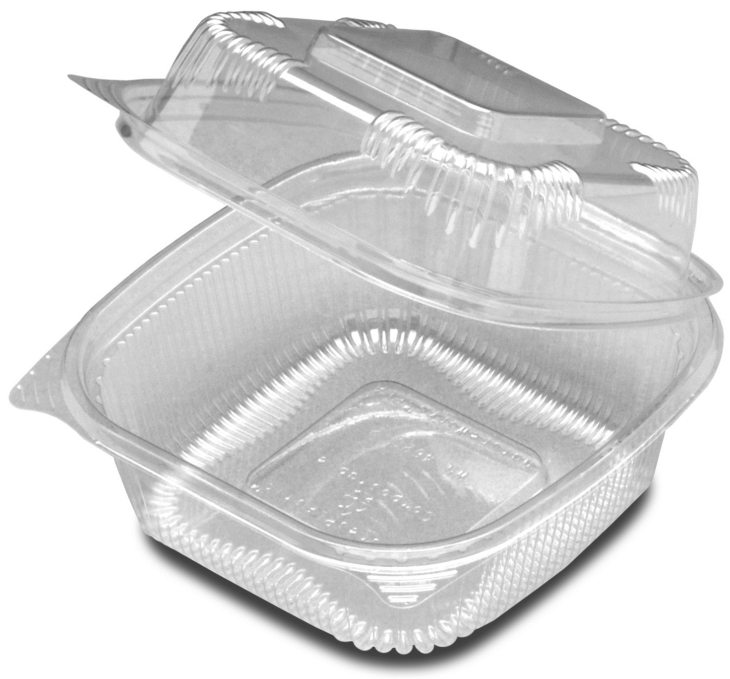 Seeshell Plastic Clear Hinged Container, 6 inch -- 250 per case.