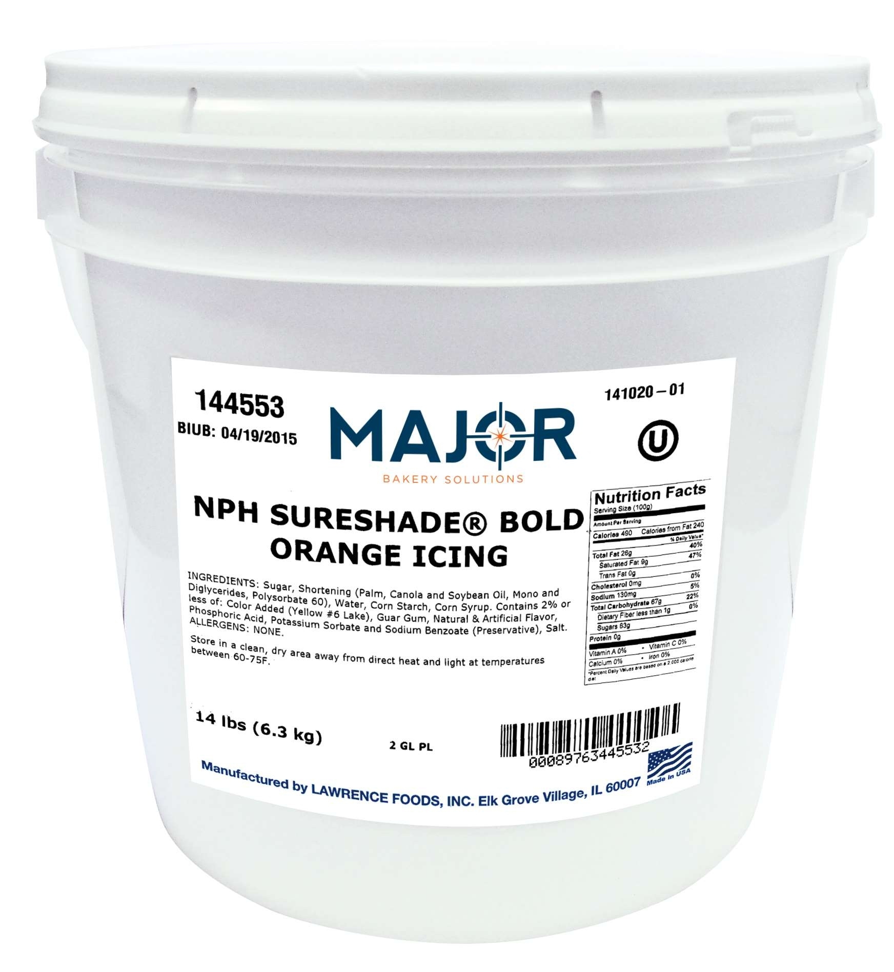 Major Bakery Solutions NPH Sureshade Orange Decocremes Icing, 14 Pound