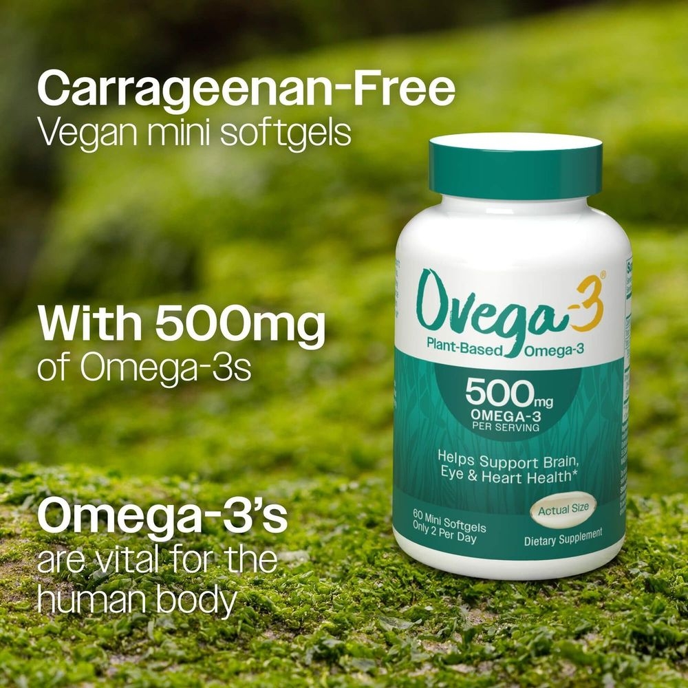 Ovega 3 500 mg Plant Based Omega 3 Softgels, 60 count