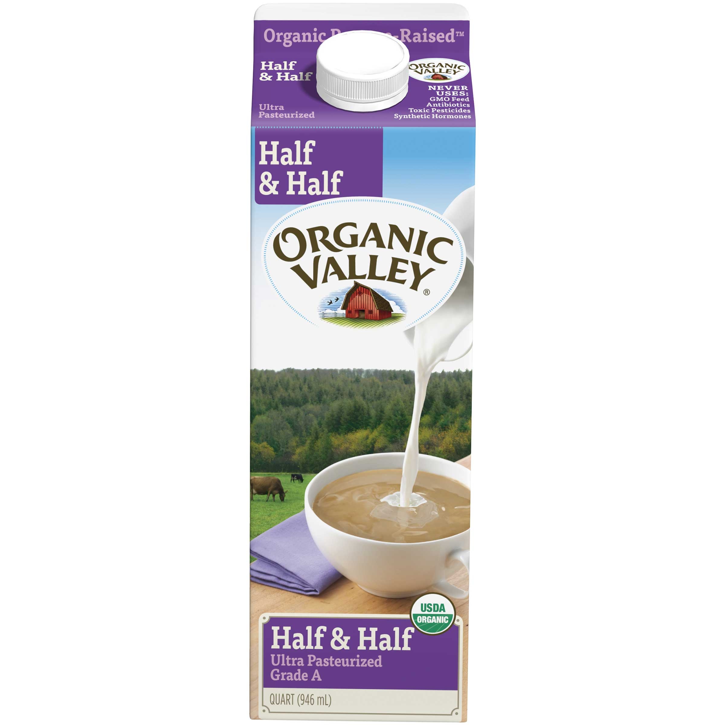 Organic Valley Ultra Pasteurized Half and Half Milk, 32 Fluid Ounce -- 12 per case