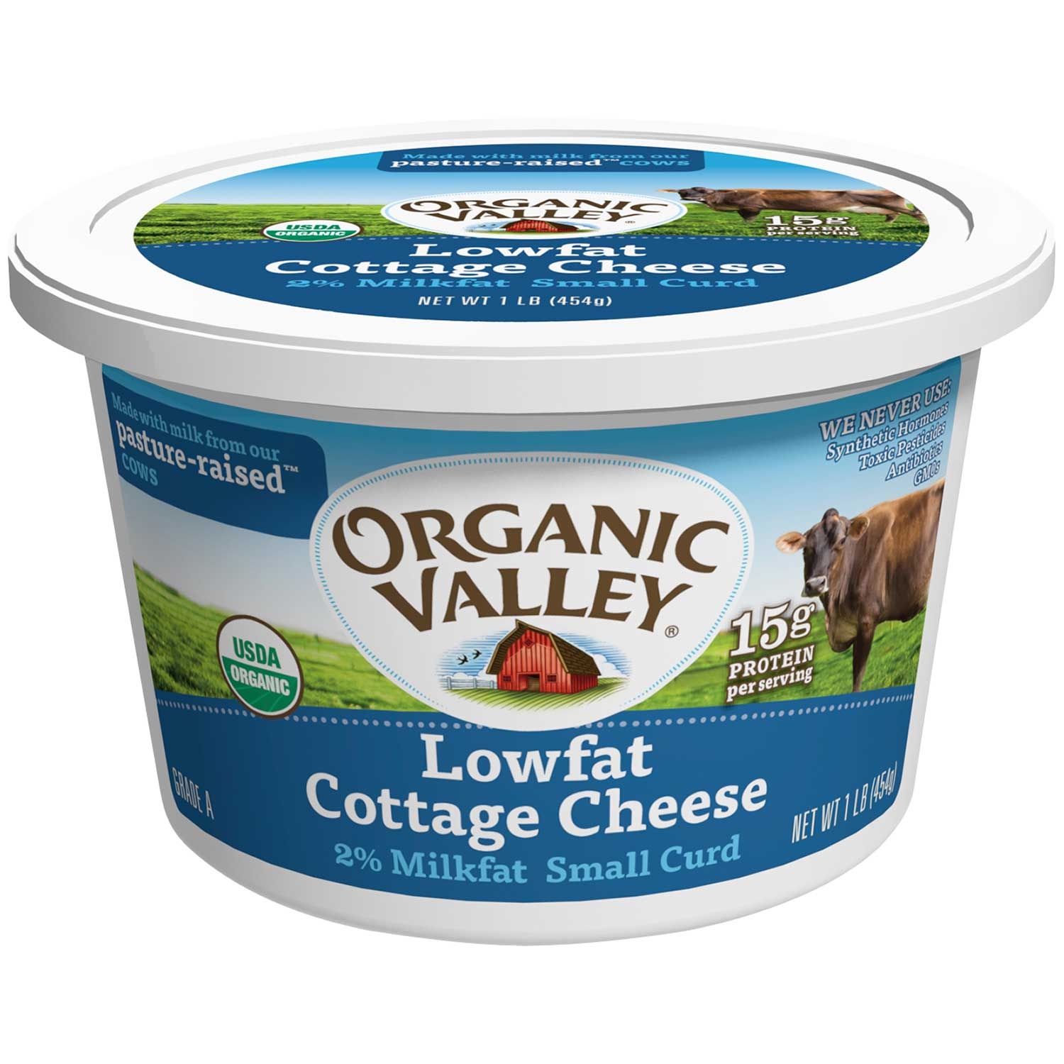 Organic Valley Organic Lowfat 2 Percent Cottage Cheese, 16 Ounce -- 6 per case