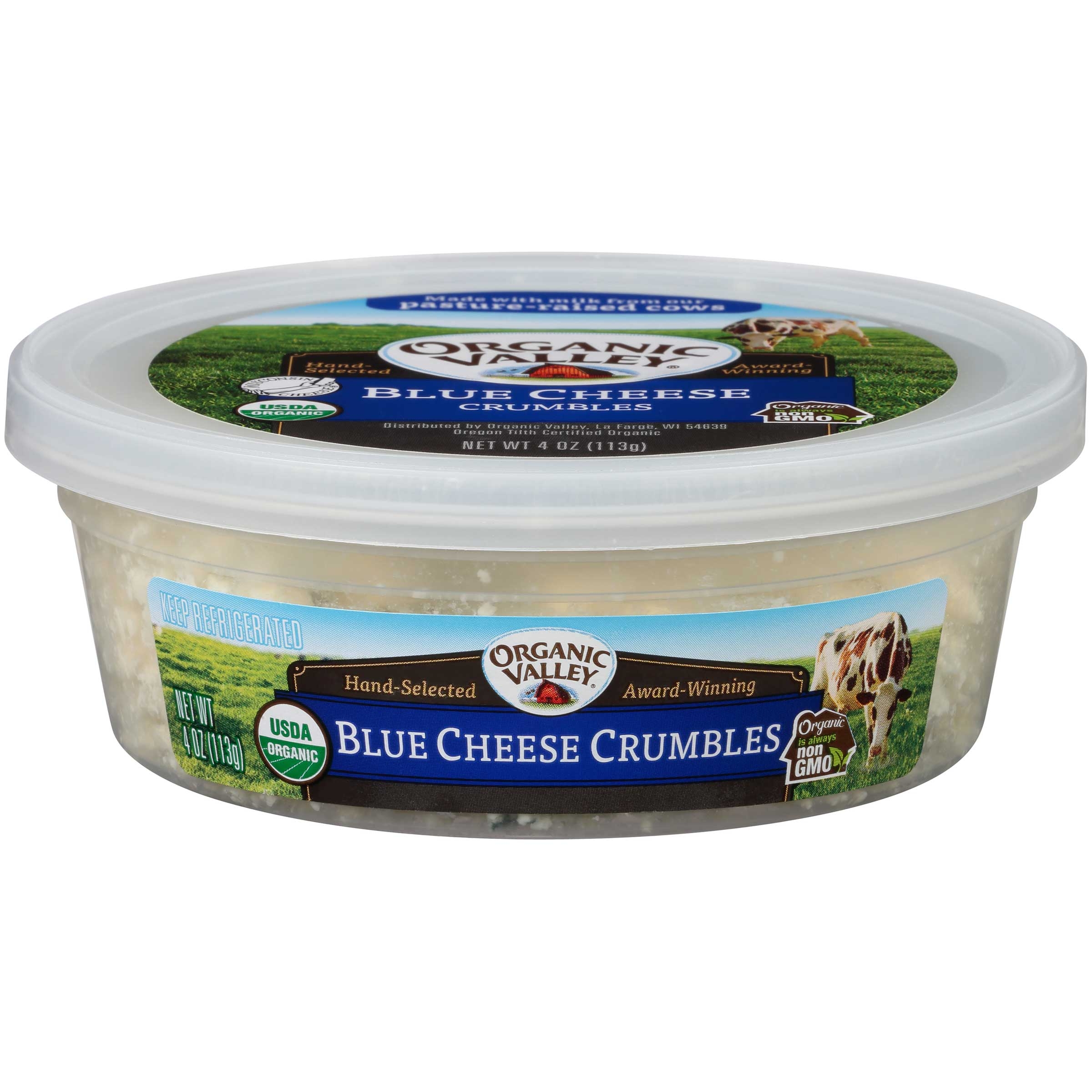 Organic Valley Organic Blue Cheese Crumble, 4 Ounce -- 12 per case