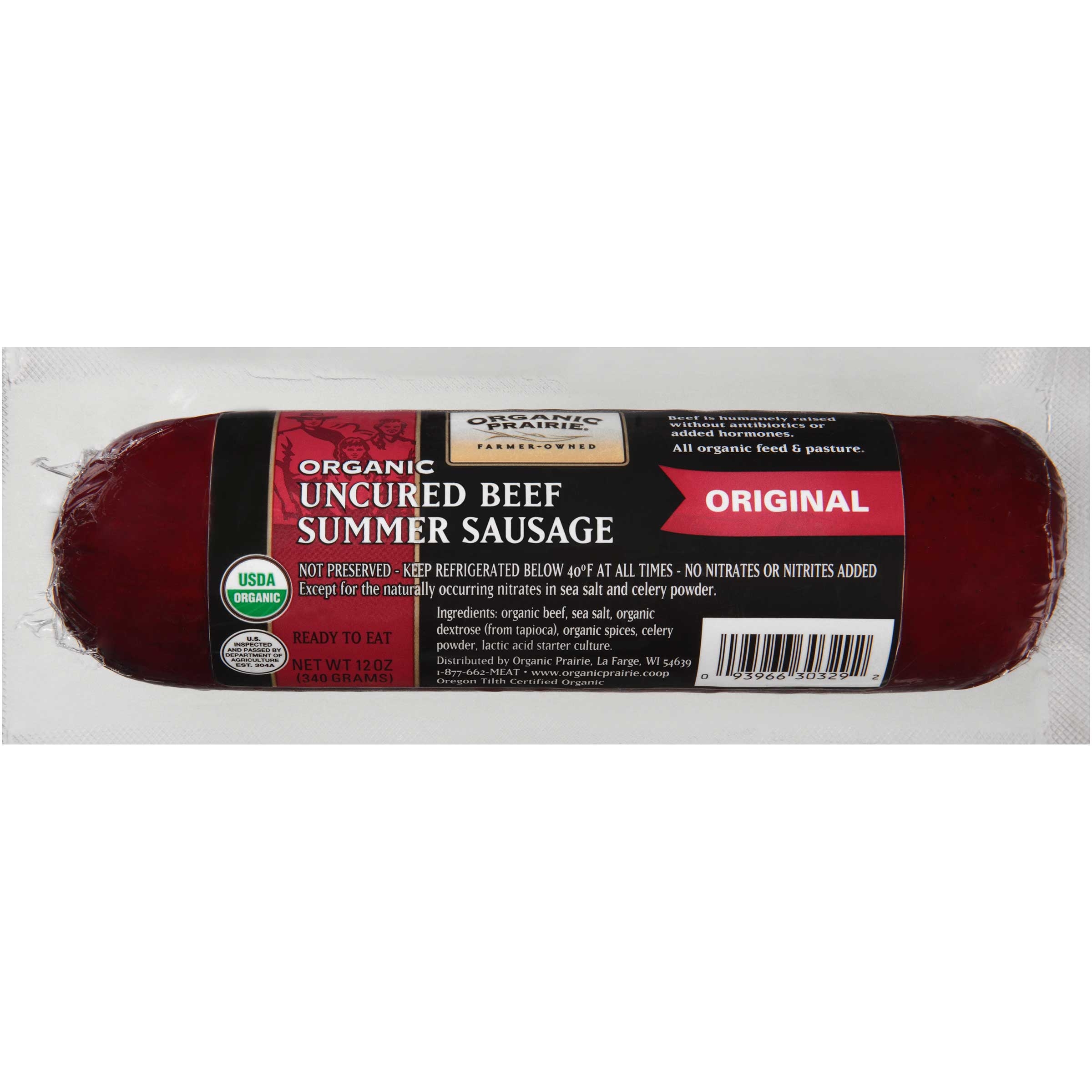 Organic Prairie Uncured Summer Beef Sausage, 12 Ounce -- 8 per case